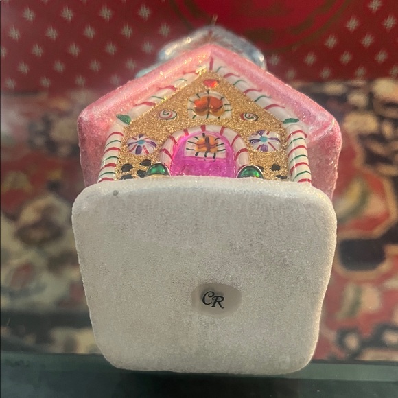 Christopher Radko Pink and Blue Gingerbread House Ornament - Picture 4 of 5